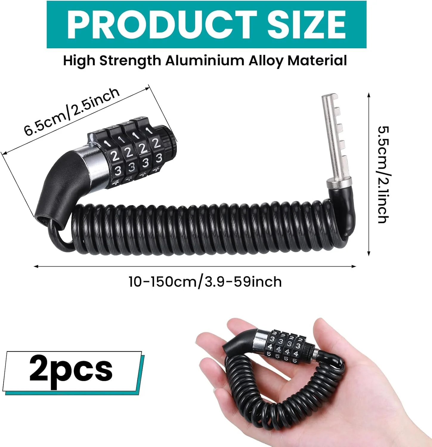 قفل کلاه ایمنی دوچرخه Hejo، 2 عدد قفل ترکیبی چند منظوره و مقاوم برای فضای باز (مشکی) قفل کلاه ایمنی دوچرخه Hejo، 2 عدد قفل ترکیبی چند منظوره و مقاوم برای فضای باز (مشکی)