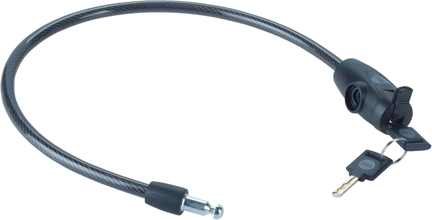 قفل کابلی کلیدی Yale، ۲ عدد کلید، طول ۶۰ سانتی متر، مقاومت در برابر خوردگی تا ۹۶ ساعت، قفلینگ همه کاره، YCK0/10/60/2