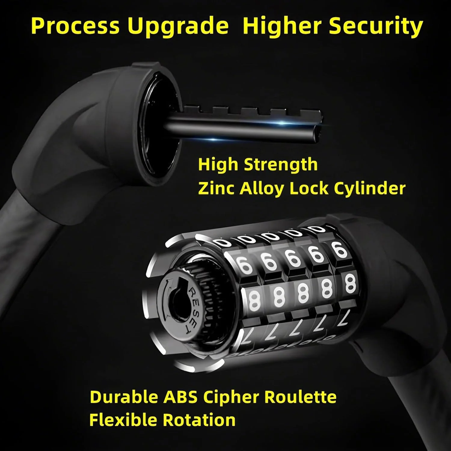 قفل دوچرخه، قفل U ضد سرقت سنگین دوچرخه مشکی، قفل U دوچرخه با رمز عبور ترکیبی 5 رقمی قابل تنظیم مجدد با امنیت بالا، قفل های ضخیم فولادی 17.4 میلی متری برای دوچرخه برقی، اسکوتر، موتور سیکلت