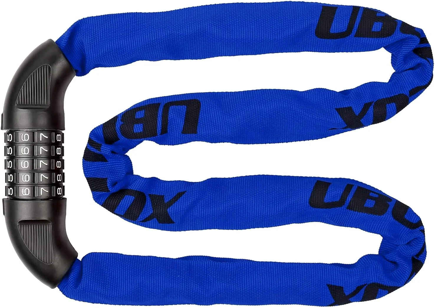 قفل زنجیری دوچرخه 120 سانتی متری با رمز 5 رقمی قابل تنظیم، قفل ضد سرقت برای دوچرخه، موتورسیکلت و غیره، آبی