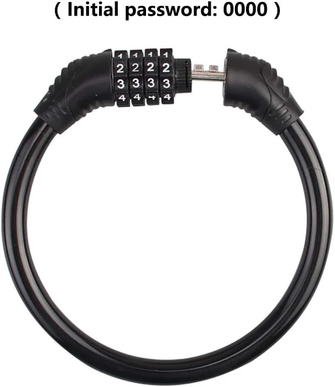 قفل کابلی دوچرخه، قفل رمز عبور 4 رقمی قابل تنظیم مجدد، قفل زنجیره ای دوچرخه برای فضای باز (مشکی) قفل کابلی دوچرخه، قفل رمز عبور 4 رقمی قابل تنظیم مجدد، قفل زنجیره ای دوچرخه برای فضای باز (مشکی)