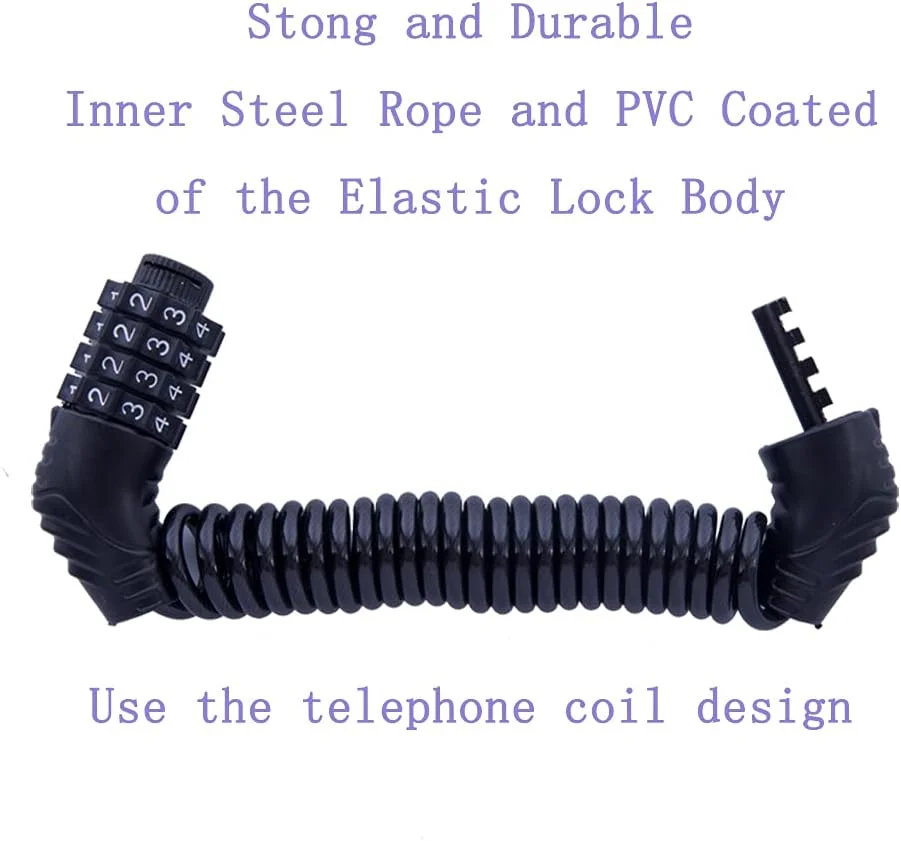 قفل کابلی دوچرخه UiiziC، قفل مسافرتی قابل حمل 1.5 متری، قفل مینی دوچرخه ضد سرقت امنیتی 4 رقمی جمع شونده ترکیبی کابلی قفل کلاه ایمنی برای کالسکه بچه، چمدان (بسته 1 عددی 4 رقمی جدید 1.5 متری)