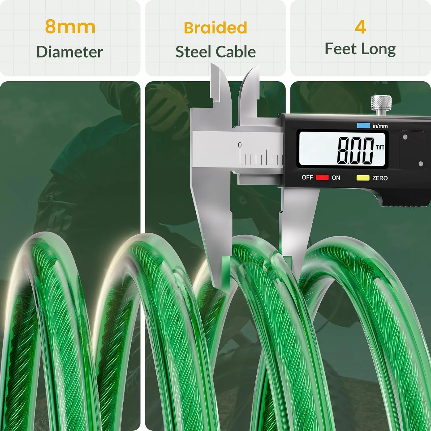 قفل کابلی دوچرخه تیتانکر، قفل کابلی پایه خود جمع شونده 120 سانتی متری دوچرخه کودکان به همراه براکت نصب رایگان، قطر 8 میلی متر (120 سانتی متر، سبز-8 میلی متر) قفل کابلی دوچرخه تیتانکر، قفل کابلی پایه خود جمع شونده 120 سانتی متری دوچرخه کودکان به همراه براکت نصب رایگان، قطر 8 میلی متر (120 سانتی متر، سبز-8 میلی متر)