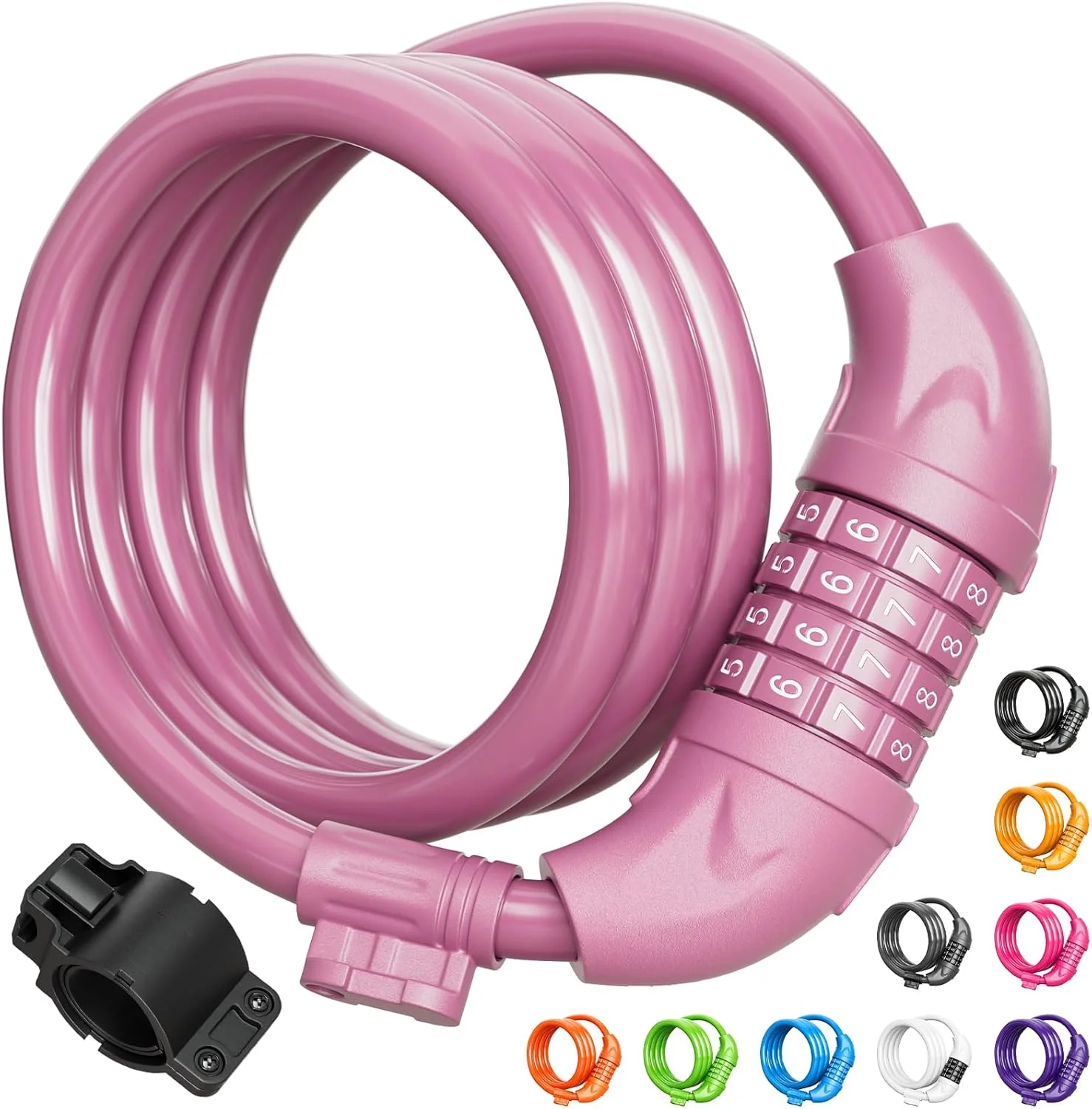 قفل دوچرخه تیتانکر، قفل کابلی دوچرخه با رمز قابل تنظیم مجدد، طول 1.2 متر به همراه بست نصب، قطر 1.27 سانتیمتر