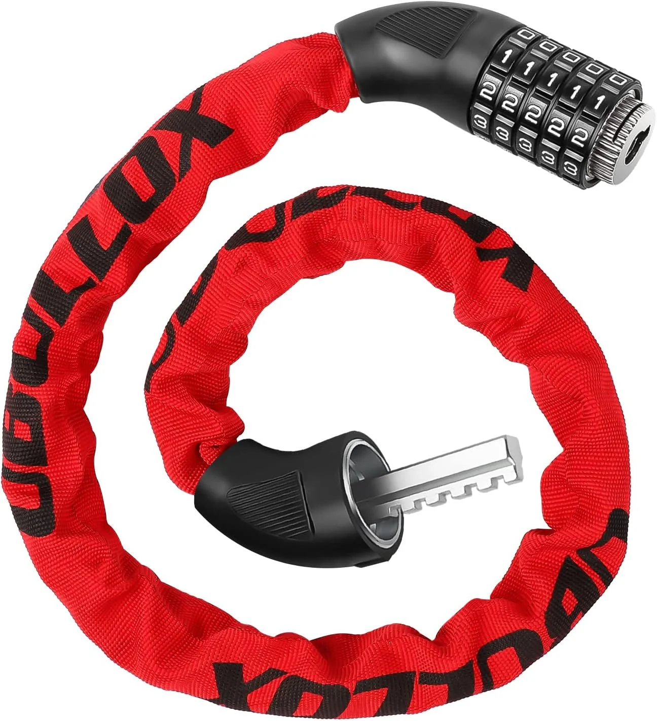 قفل زنجیری دوچرخه، قفل ترکیبی 90 سانتی‌متری، قفل دوچرخه قابل تنظیم مجدد، قرمز