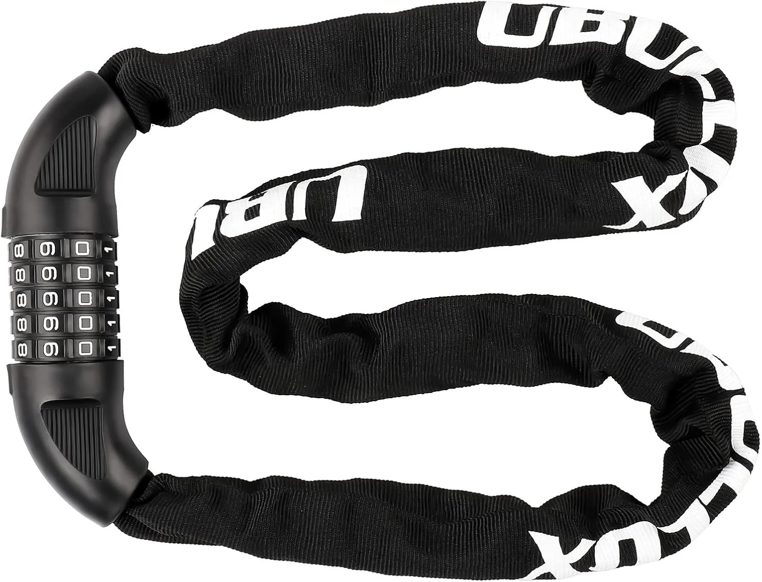 قفل زنجیری دوچرخه 120 سانتی متری با قفل ترکیبی 5 رقمی ضد سرقت و قابل تنظیم برای دوچرخه، موتورسیکلت و غیره، مشکی