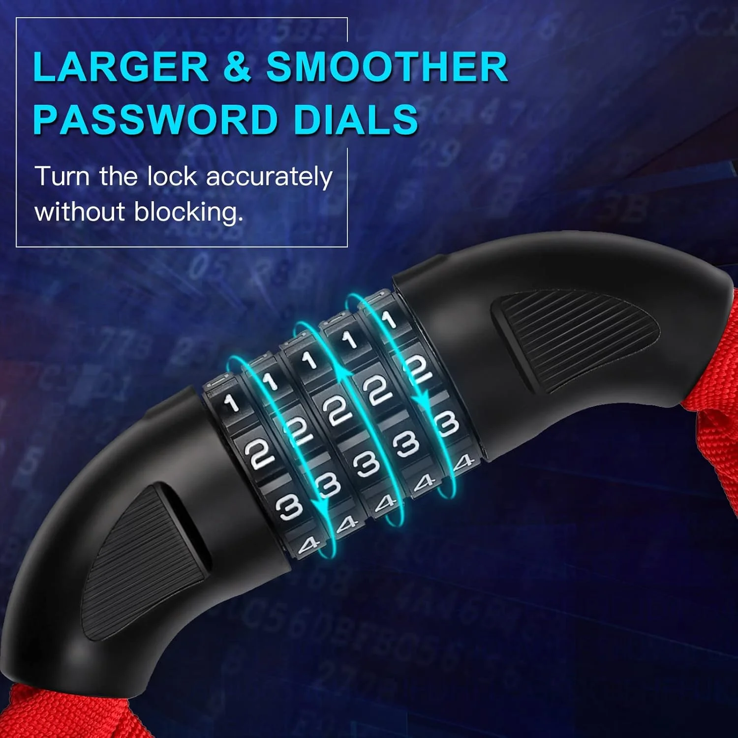 قفل زنجیری دوچرخه، قفل ترکیبی 90 سانتیمتری، قفل دوچرخه قابل تنظیم مجدد، قرمز قفل زنجیری دوچرخه، قفل ترکیبی 90 سانتیمتری، قفل دوچرخه قابل تنظیم مجدد، قرمز