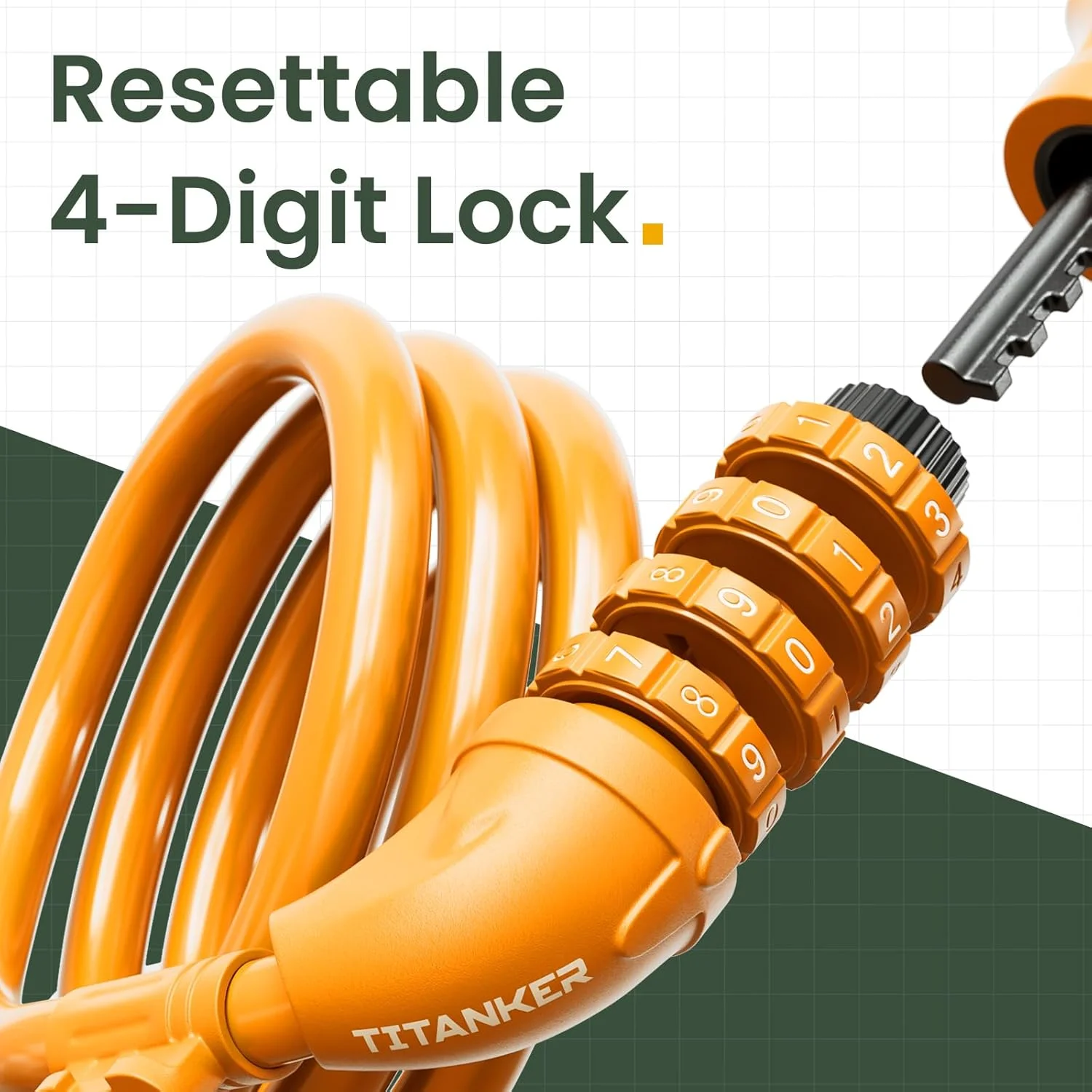 قفل دوچرخه تیتانکر، قفل کابلی دوچرخه با رمز قابل تنظیم مجدد، طول 1.2 متر به همراه پایه نصب، قطر 1.2 سانتیمتر، نارنجی پاستیلی - 1.2 سانتیمتر قفل دوچرخه تیتانکر، قفل کابلی دوچرخه با رمز قابل تنظیم مجدد، طول 1.2 متر به همراه پایه نصب، قطر 1.2 سانتیمتر، نارنجی پاستیلی - 1.2 سانتیمتر