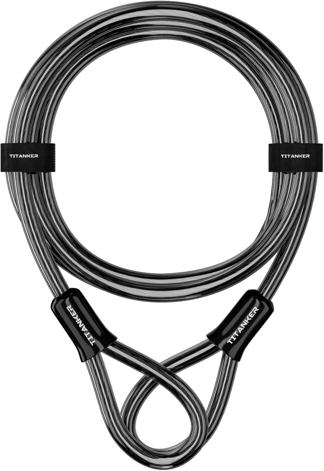 قفل کابلی دوچرخه تیتانکر، کابل فولادی ضخیم و مقاوم با روکش وینیل و سر حلقه‌ای (2.1 متر (12 میلی‌متر))