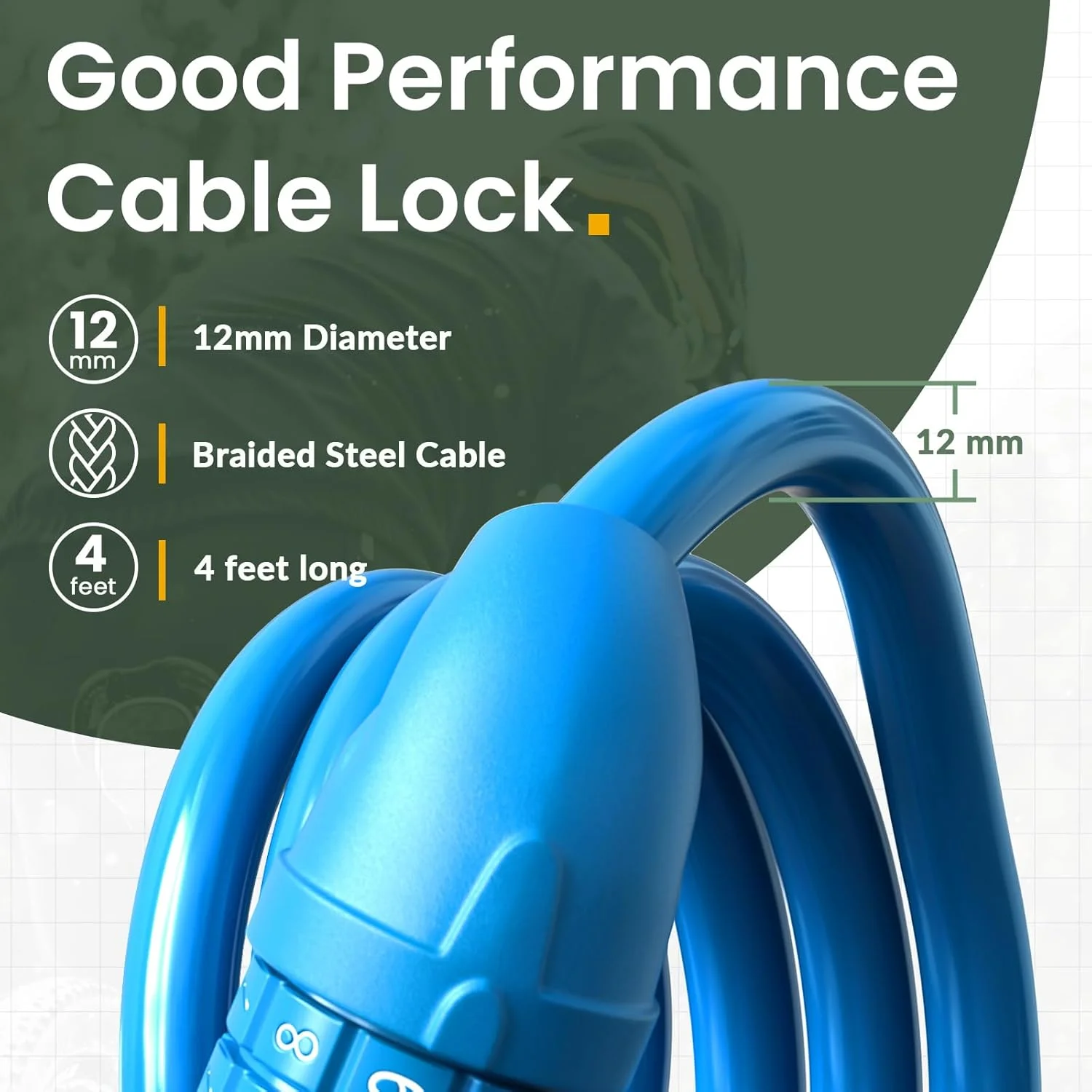 قفل دوچرخه تایتانکر، قفل کابلی دوچرخه با رمز قابل تنظیم مجدد، طول 1.2 متر به همراه بست نصب، قطر 1.2 سانتیمتر - آبی قفل دوچرخه تایتانکر، قفل کابلی دوچرخه با رمز قابل تنظیم مجدد، طول 1.2 متر به همراه بست نصب، قطر 1.2 سانتیمتر - آبی