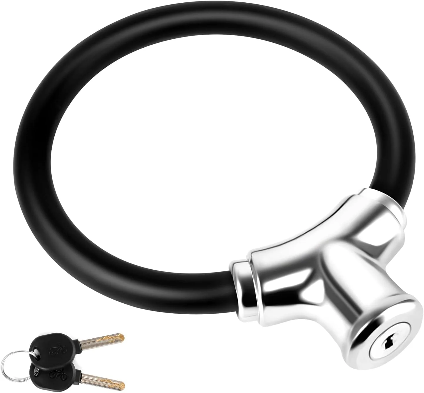 قفل حلقه ای کوچک دوچرخه با 2 کلید، قفل کابل فولادی سیم دوچرخه قابل حمل، قفل ضد سرقت با امنیت بالا برای دوچرخه، اسکوتر، دروازه، حصار، گاراژ