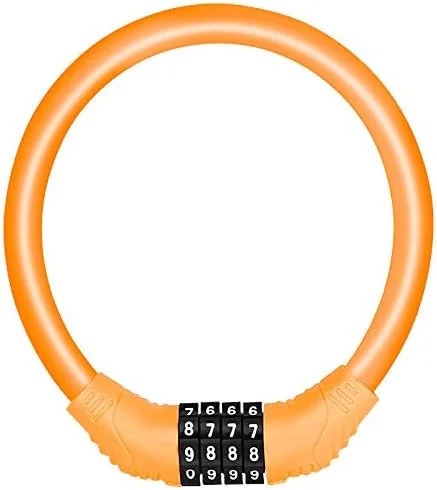 قفل کابلی دوچرخه SPROUTER، قفل دوچرخه کابلی ترکیبی، قفل دوچرخه کد دار قابل حمل با ترکیب 4 رقمی، قفل کابل دوچرخه سبک وزن، قفل ضد سرقت دوچرخه برای دوچرخه بچه گانه، دوچرخه کوهستانی، قطر 12 سانتی متر، نارنجی