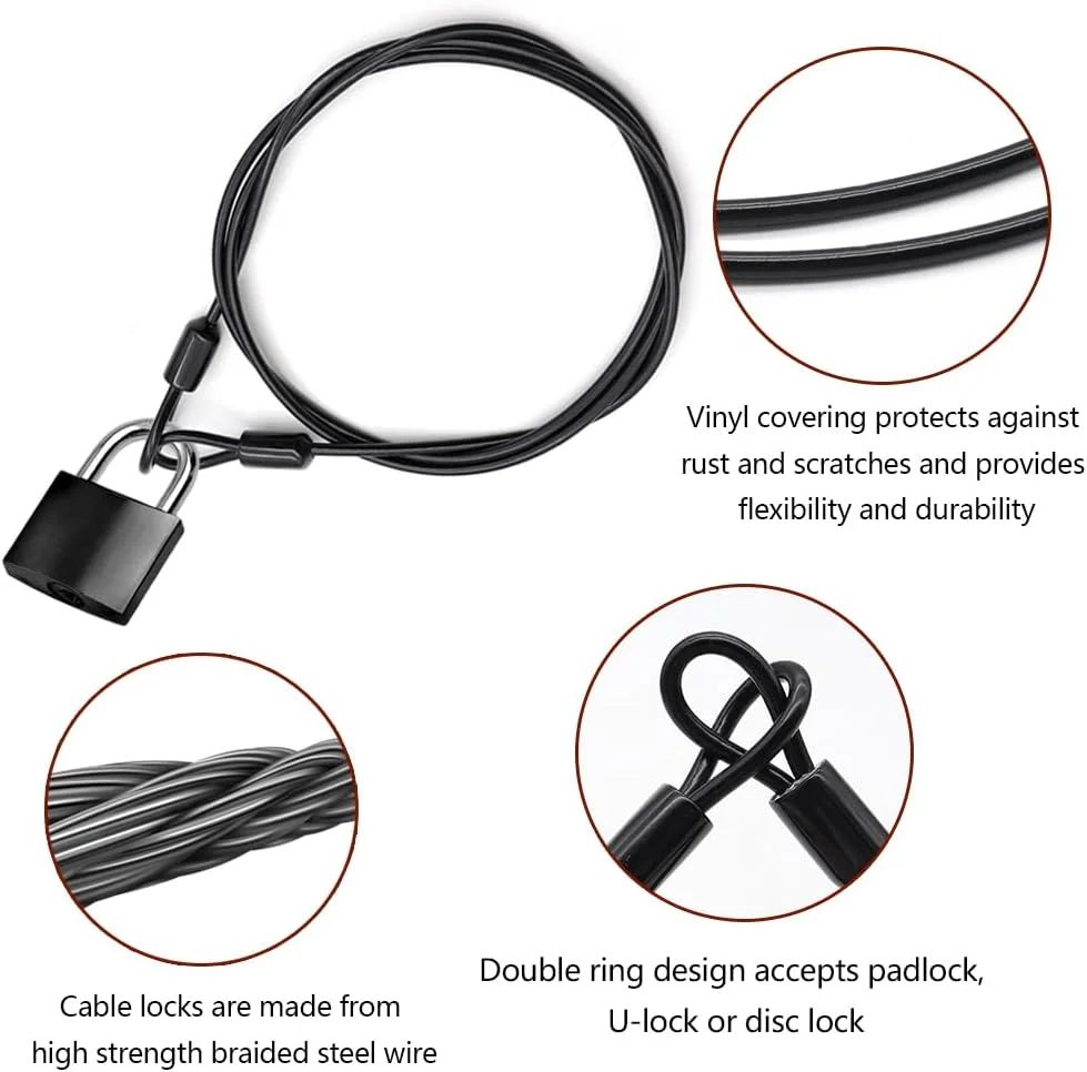 4 عدد کابل قفل دوچرخه 1 متری، کابل سبک وزن، قفل فولادی حلقه دوتایی، طناب کابل قفل قابل حمل برای قفل، اسکوتر، دوچرخه، چمدان (مشکی، نقره ای) 4 عدد کابل قفل دوچرخه 1 متری، کابل سبک وزن، قفل فولادی حلقه دوتایی، طناب کابل قفل قابل حمل برای قفل، اسکوتر، دوچرخه، چمدان (مشکی، نقره ای)