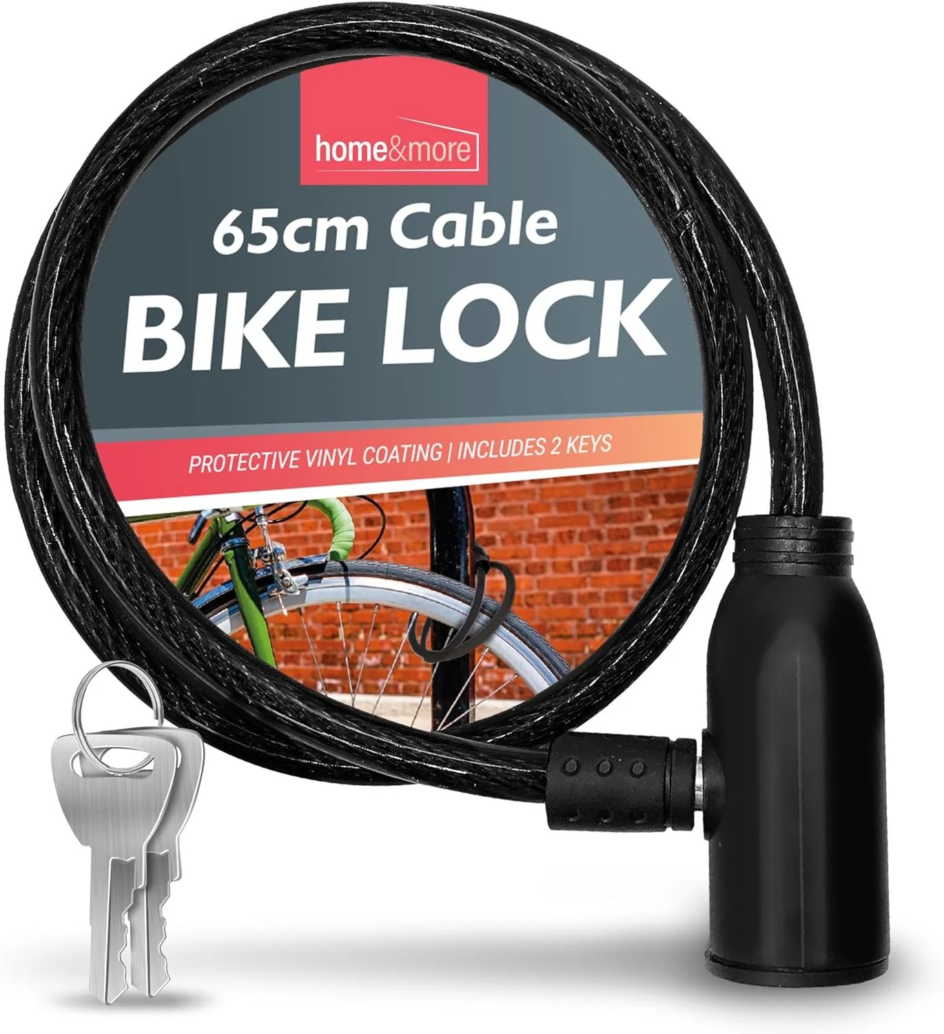 قفل کابلی دوچرخه با کلید | قفل کابلی ساخته شده با سیم های فولادی بافته شده سخت و پی وی سی بادوام | کابل قفل دوچرخه خود جمع شونده آبی، مشکی و قرمز توسط مکس لیمیت (مشکی)