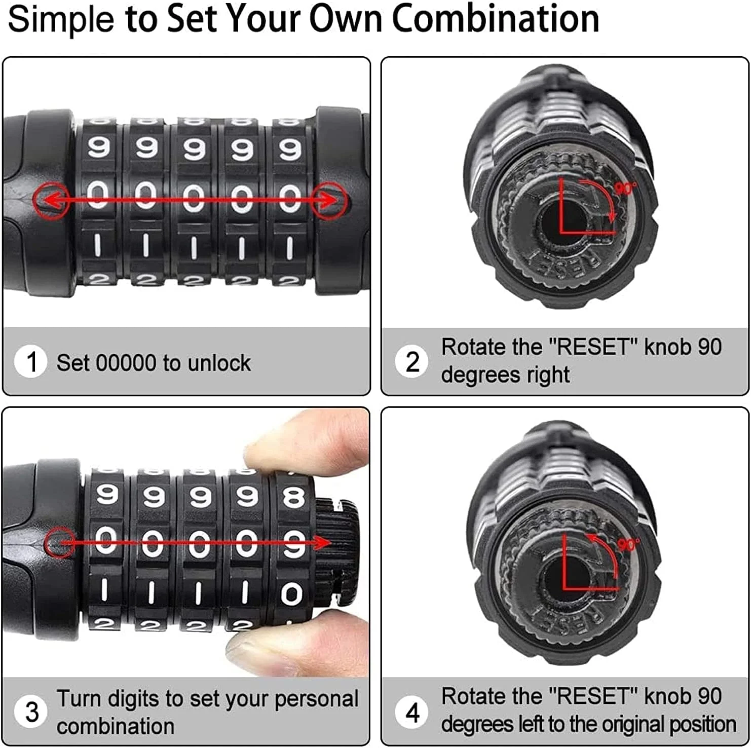 قفل کابلی شرنیک با رمز 4 رقمی قابل تنظیم مجدد، قفل مارپیچی شماره ای برای دوچرخه، کلاه ایمنی، طول 4 فوت، مشکی قفل کابلی شرنیک با رمز 4 رقمی قابل تنظیم مجدد، قفل مارپیچی شماره ای برای دوچرخه، کلاه ایمنی، طول 4 فوت، مشکی