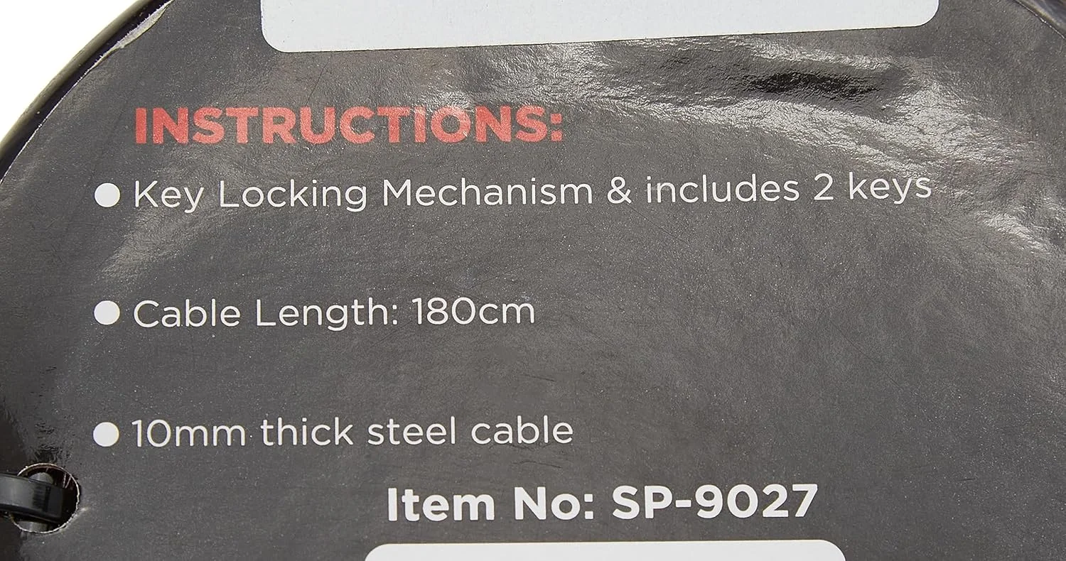 قفل کابلی اسپارتان، نقره ای، 180 سانتی متر مدل Sp-9027 قفل کابلی اسپارتان، نقره ای، 180 سانتی متر مدل Sp-9027