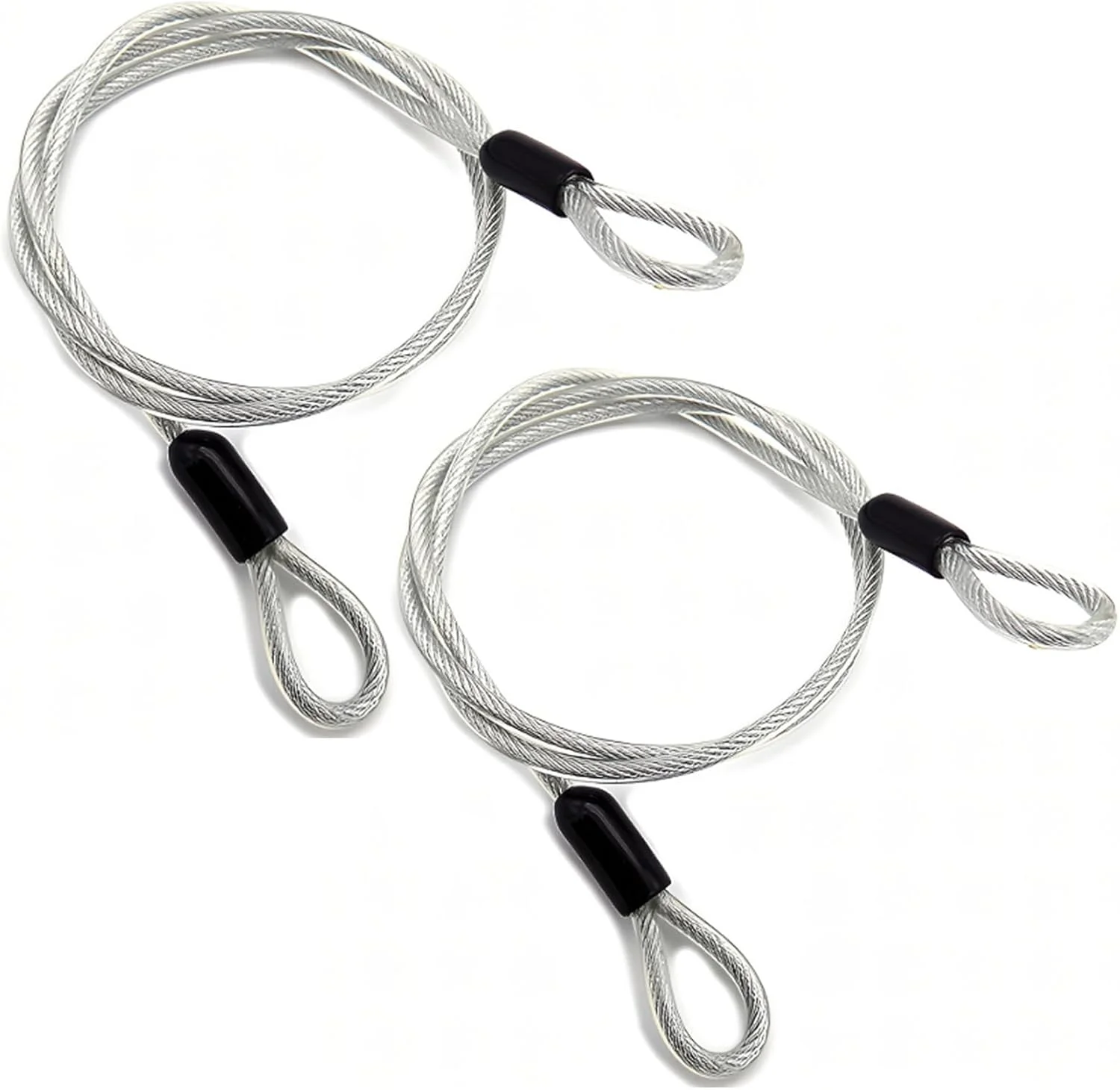 2 عدد قفل زنجیری دو حلقه ای فولادی نقره ای برای امنیت دوچرخه، چمدان، اسکوتر و قفل