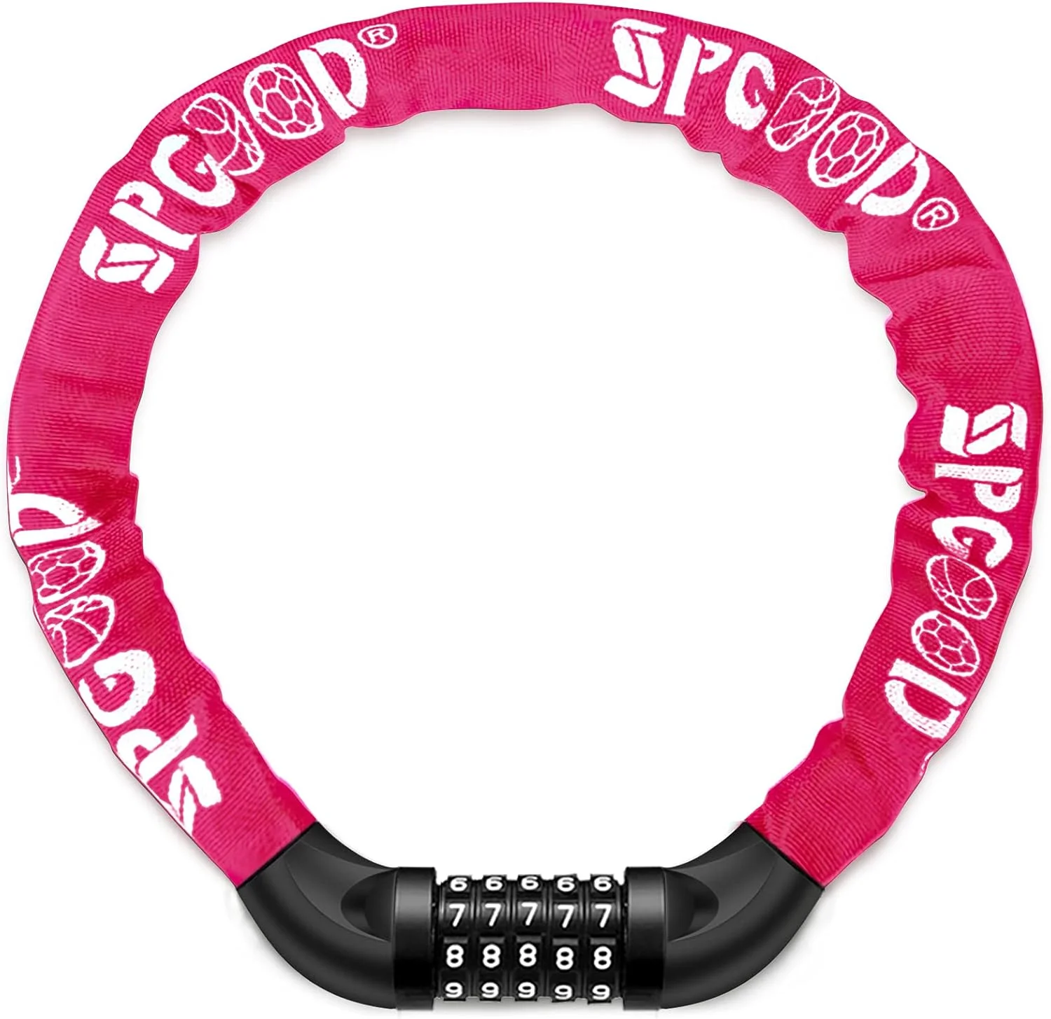 قفل زنجیری رمزدار دوچرخه (14 رنگ) قفل دوچرخه با رمز 5 رقمی برای دوچرخه، موتورسیکلت، درب، دروازه (صورتی)