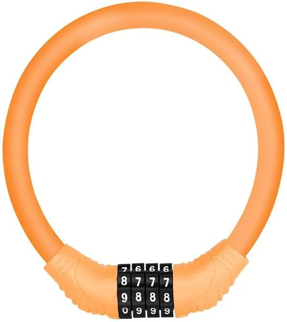 قفل کابلی دوچرخه با رمز عبور 4 رقمی قابل تنظیم مجدد، قابل حمل برای فضای باز (مشکی و نارنجی)