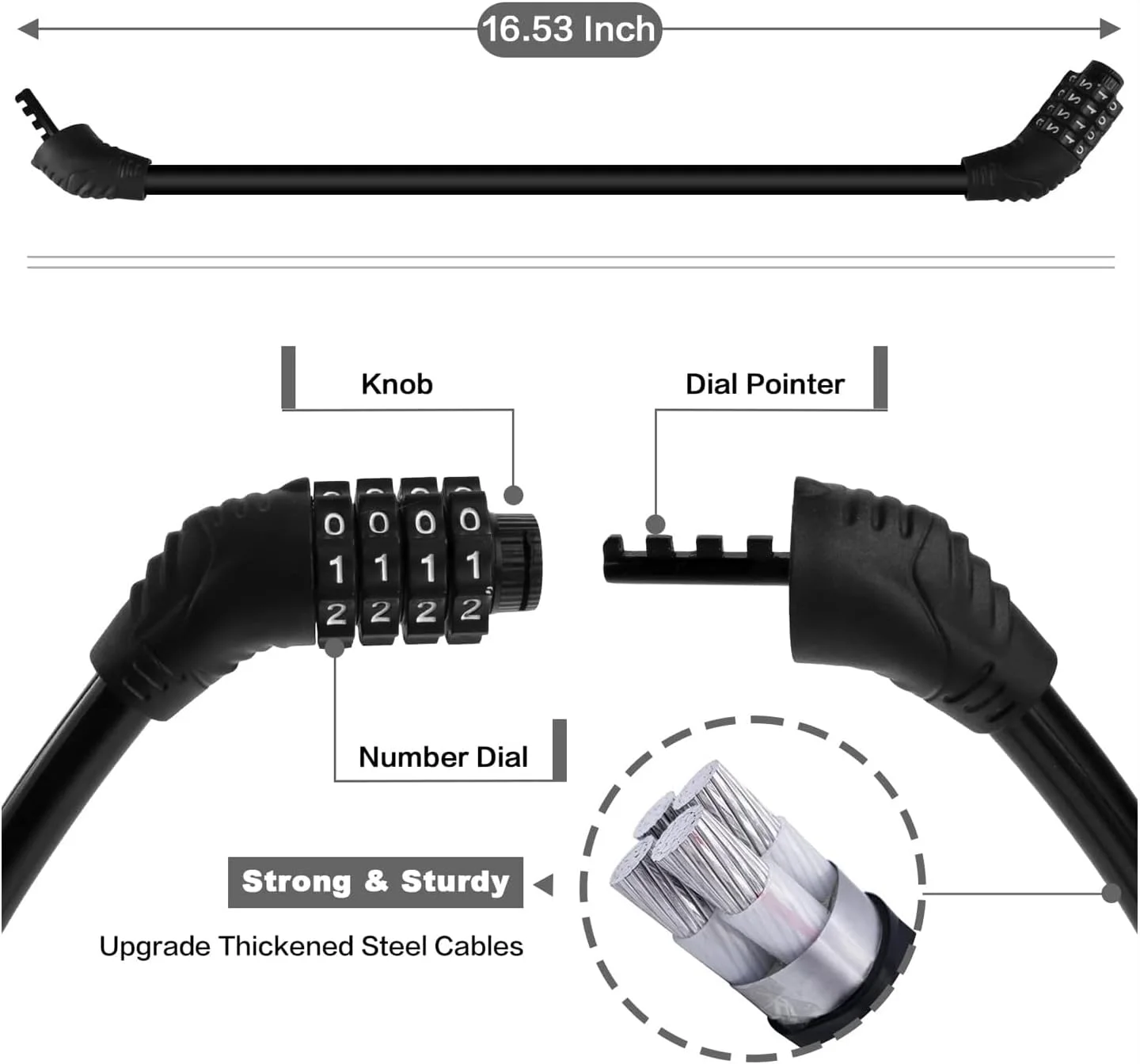 قفل کابلی دوچرخه، قفل کابلی امنیتی 4 رقمی با رمز قابل تنظیم مجدد، قفل کابلی قابل حمل برای استفاده در فضای باز (مشکی، بسته 2 عددی) قفل کابلی دوچرخه، قفل کابلی امنیتی 4 رقمی با رمز قابل تنظیم مجدد، قفل کابلی قابل حمل برای استفاده در فضای باز (مشکی، بسته 2 عددی)