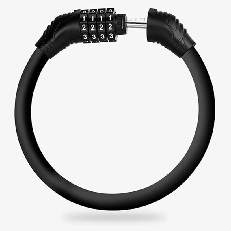 قفل کابلی دوچرخه با رمز عبور 4 رقمی قابل تنظیم مجدد، قابل حمل برای فضای باز (مشکی و نارنجی)