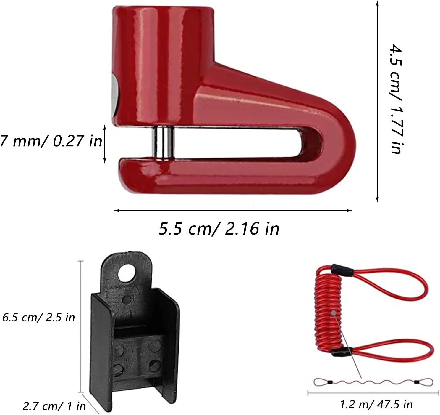 قفل دیسکی ترمز دوچرخه، قفل ضد سرقت دیسکی ترمز با طناب یادآوری برای موتور سیکلت، دوچرخه و وسایل نقلیه الکتریکی
