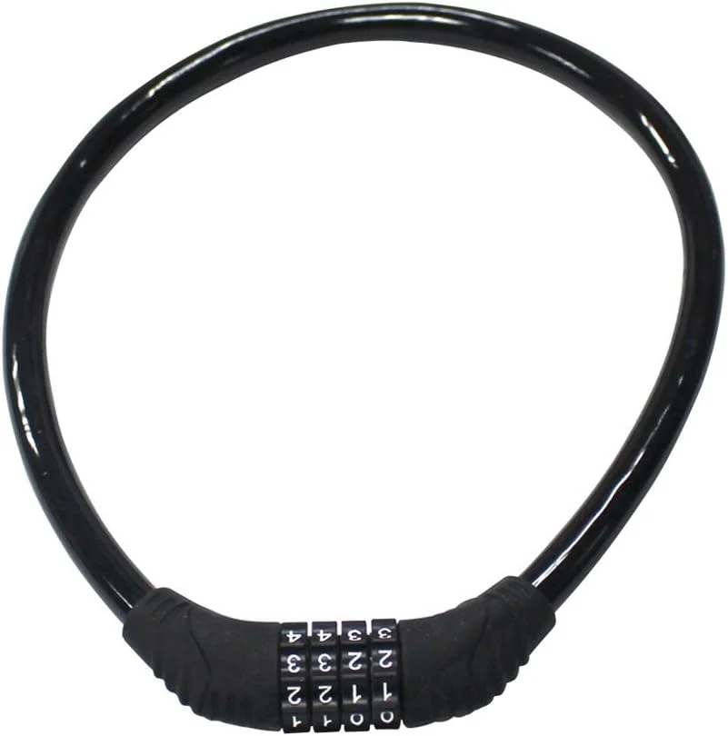 قفل کابلی دوچرخه Sanwo Security با رمز 4 رقمی قابل تنظیم مجدد، طول 60 سانتی متر، قطر 12 میلی متر (مشکی)
