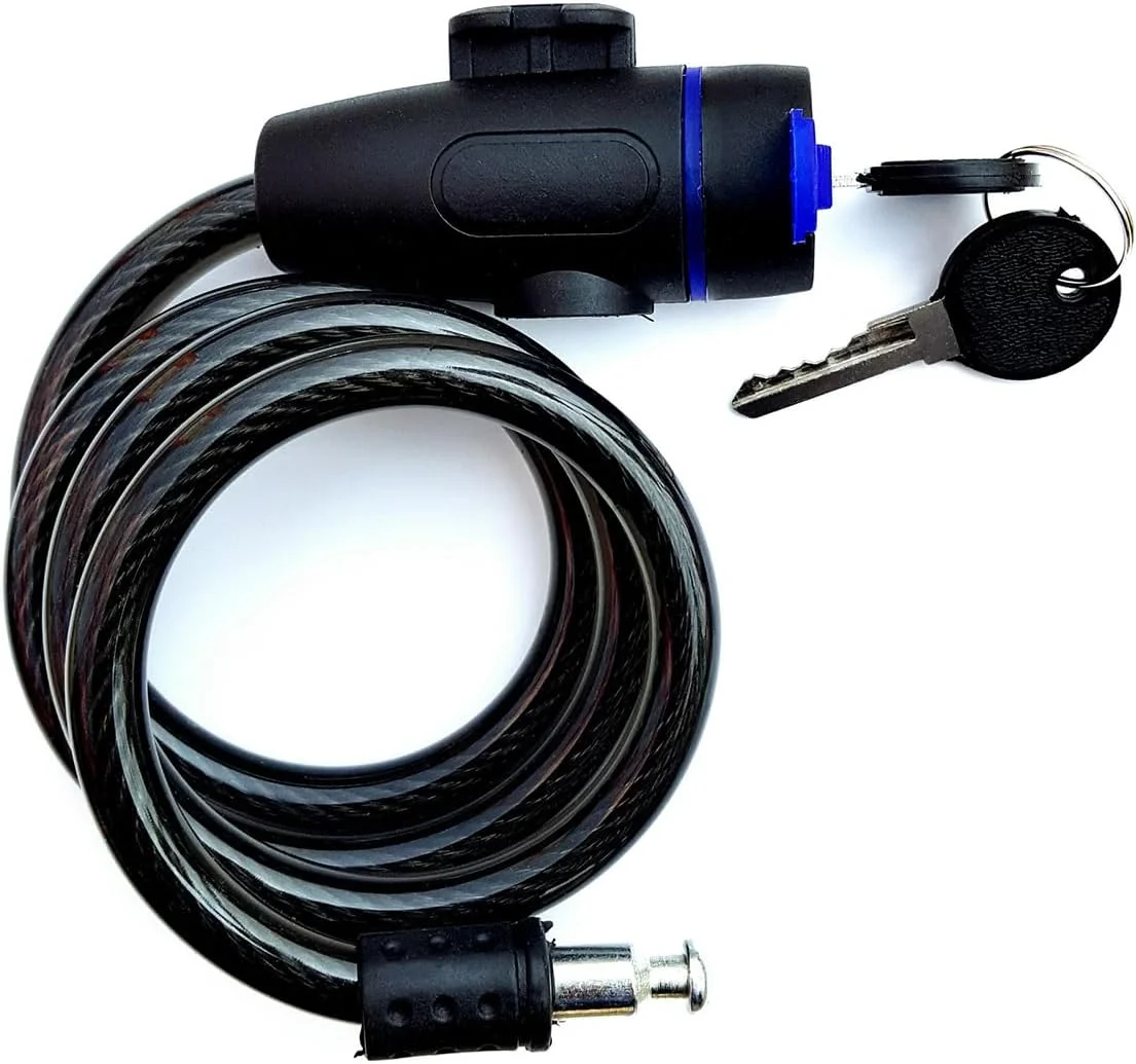 قفل کابلی با 2 کلید، قفل دوچرخه با سطح ایمنی بالا، قفل کابلی دوچرخه مقاوم در برابر سرقت برای اسکوتر، دوچرخه، کالسکه، تجهیزات ورزشی (مشکی)