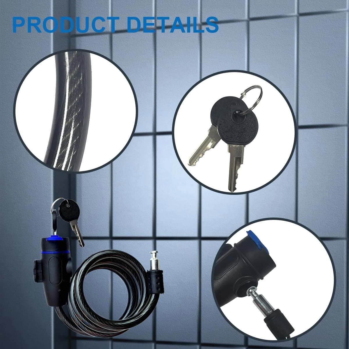 قفل کابلی با 2 کلید، قفل دوچرخه با سطح ایمنی بالا، قفل کابلی دوچرخه مقاوم در برابر سرقت برای اسکوتر، دوچرخه، کالسکه، تجهیزات ورزشی (مشکی) قفل کابلی با 2 کلید، قفل دوچرخه با سطح ایمنی بالا، قفل کابلی دوچرخه مقاوم در برابر سرقت برای اسکوتر، دوچرخه، کالسکه، تجهیزات ورزشی (مشکی)