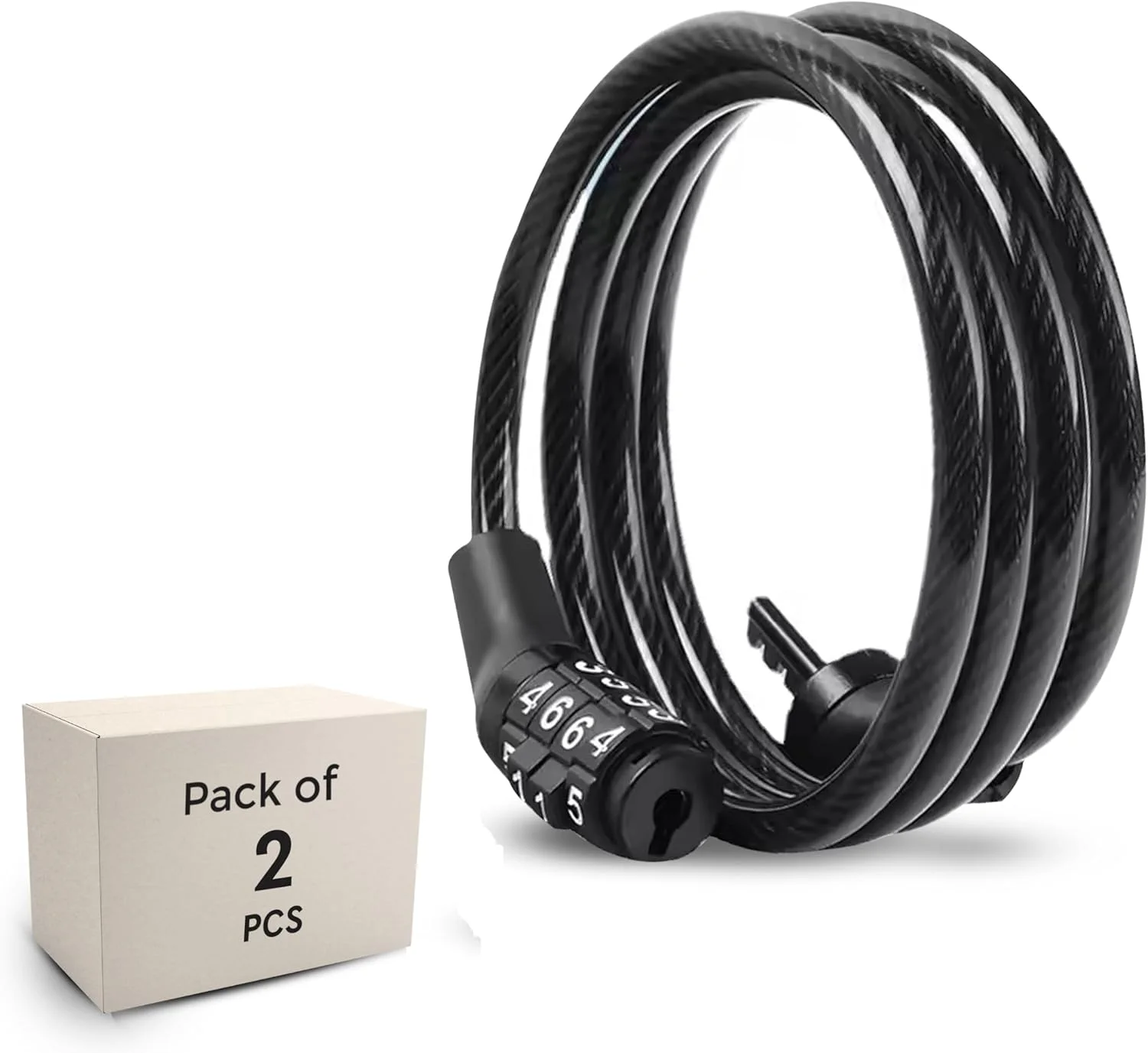 قفل کابلی دوچرخه بدون کلید Robustt - بسته 2 عددی | ترکیب از پیش تعیین شده | محافظت سنگین در برابر سرقت | قفل چند منظوره برای دوچرخه، کلاه ایمنی، چمدان