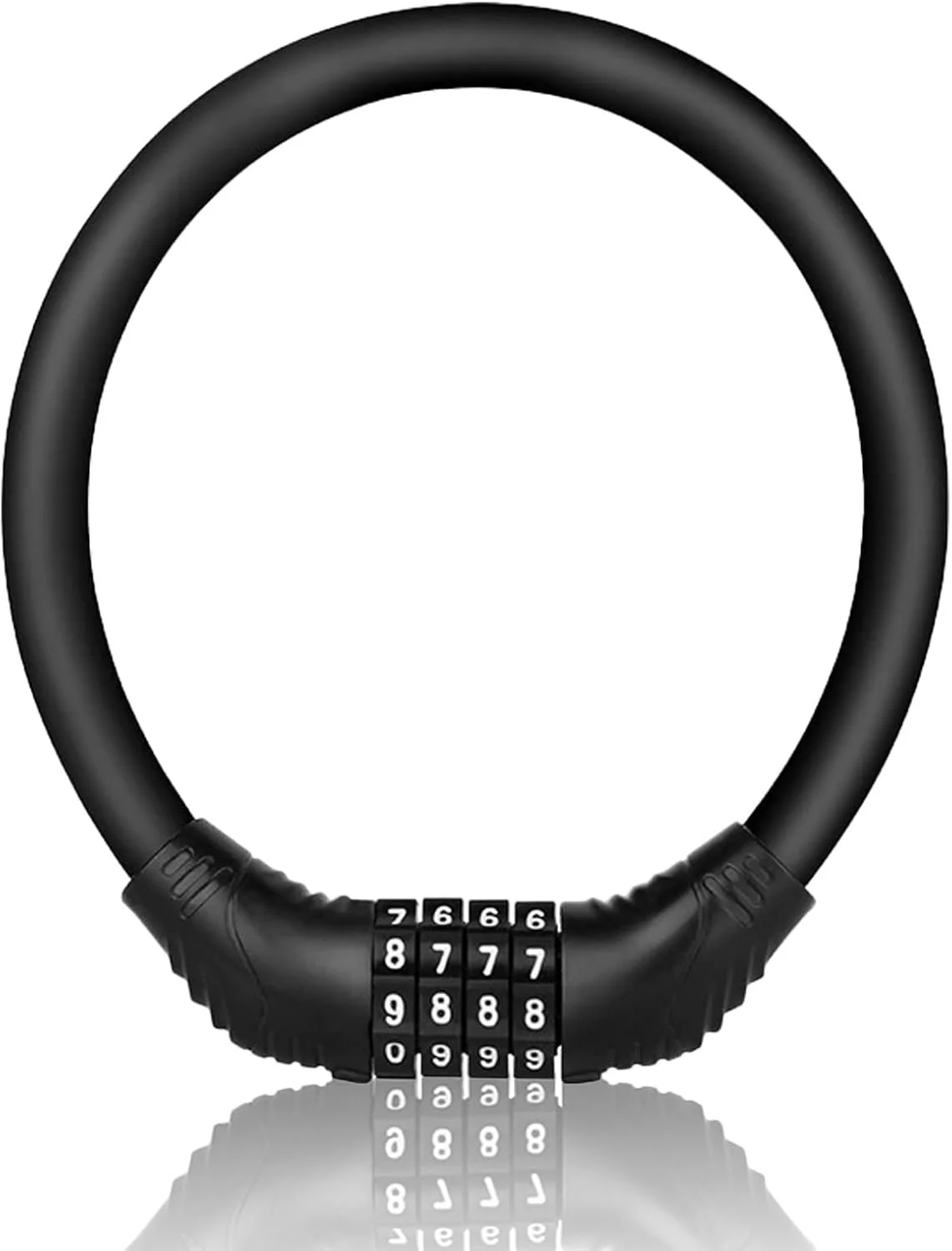 قفل دوچرخه کابلی ترکیبی 4 رقمی قابل تنظیم مجدد، ضد سرقت، مقاوم در برابر برش، بادوام، مناسب برای دوچرخه های شهری و دوچرخه سواری در فضای باز (مشکی)