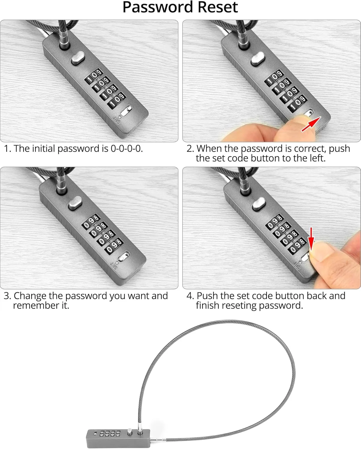 قفل کابلی امنیتی QWORK، بسته 2 عددی، با رمز 4 رقمی قابل تنظیم - کابل فولادی 60 سانتیمتری، رنگ خاکستری - ایدهآل برای دوچرخه، کمدهای قفلدار، چمدان مسافرتی و موارد دیگر قفل کابلی امنیتی QWORK، بسته 2 عددی، با رمز 4 رقمی قابل تنظیم - کابل فولادی 60 سانتیمتری، رنگ خاکستری - ایدهآل برای دوچرخه، کمدهای قفلدار، چمدان مسافرتی و موارد دیگر