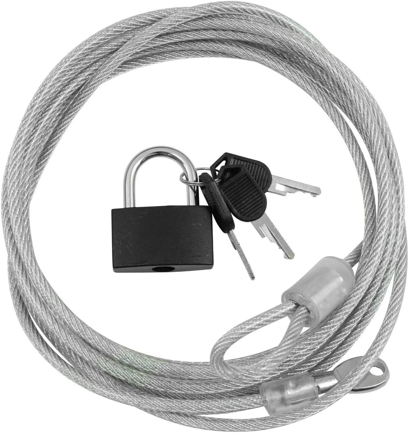 کابل فولادی بلند 3 متری با روکش وینیل و قفل برای دوچرخه/خودرو/تریلر/قفل ایمن