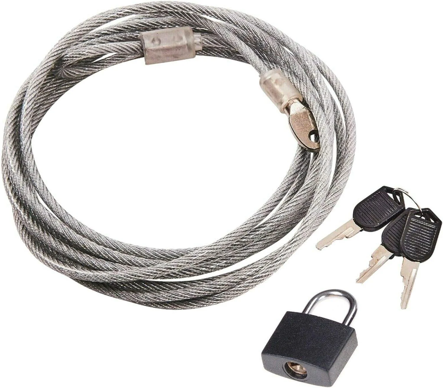 کابل فولادی بلند 3 متری با روکش وینیل و قفل برای دوچرخه/خودرو/تریلر/قفل ایمن کابل فولادی بلند 3 متری با روکش وینیل و قفل برای دوچرخه/خودرو/تریلر/قفل ایمن