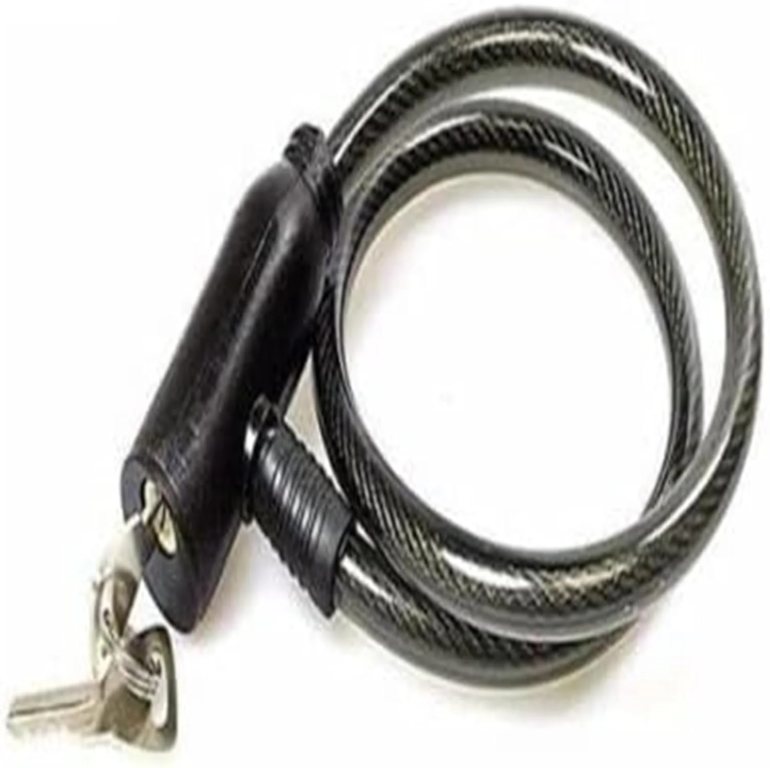 قفل کابلی مارپیچ فولادی دوچرخه با 2 کلید و روکش PVC ضد خش (مشکی)