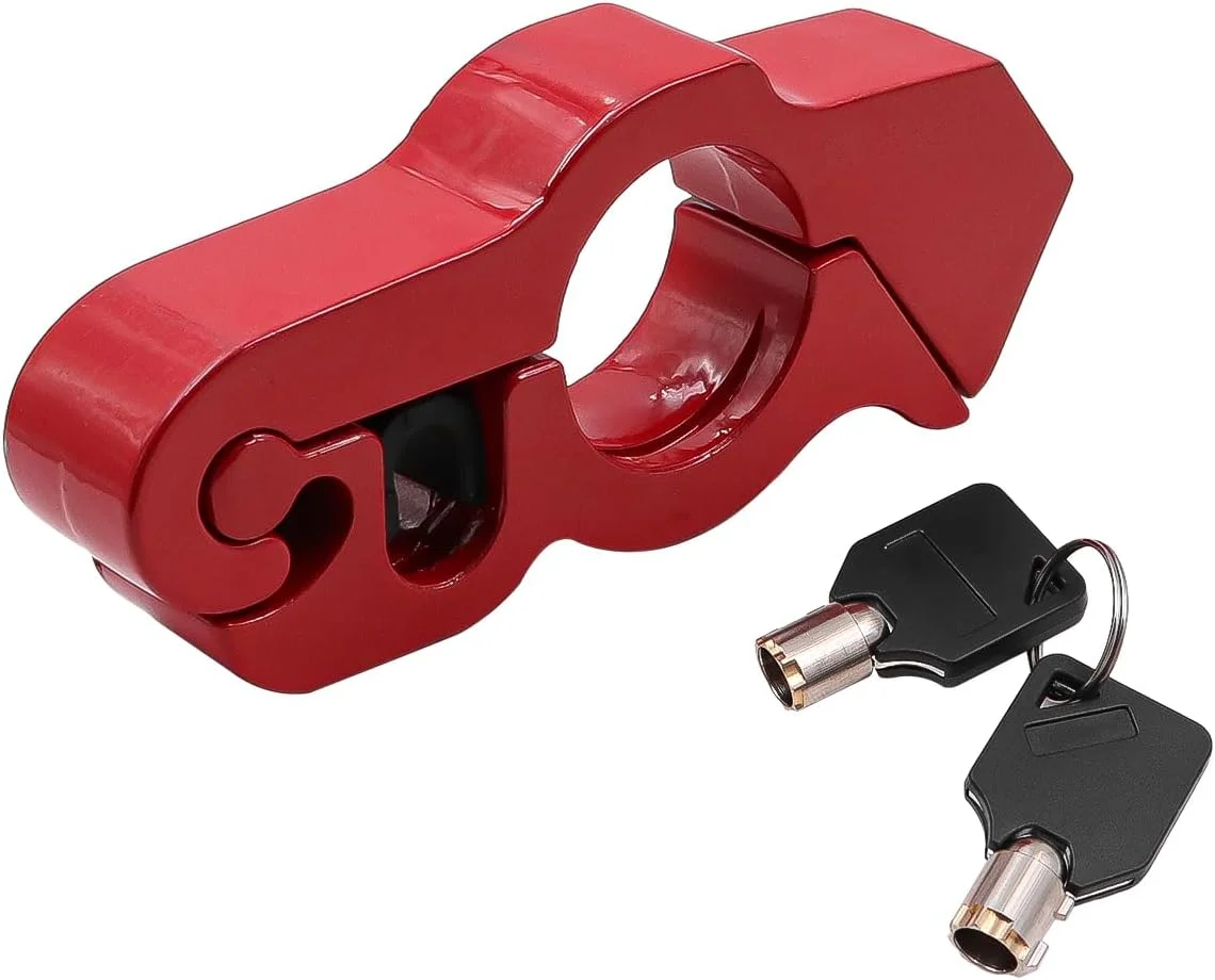 قفل دسته موتور سیکلت، قفل ترمز کلاچ جلو، قفل ایمنی موتور خاکی، قفل ضد سرقت فرمان موتور سیکلت - قرمز