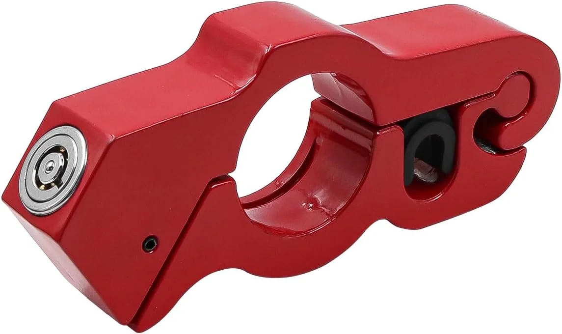 قفل دسته موتور سیکلت، قفل ترمز کلاچ جلو، قفل ایمنی موتور خاکی، قفل ضد سرقت فرمان موتور سیکلت - قرمز قفل دسته موتور سیکلت، قفل ترمز کلاچ جلو، قفل ایمنی موتور خاکی، قفل ضد سرقت فرمان موتور سیکلت - قرمز