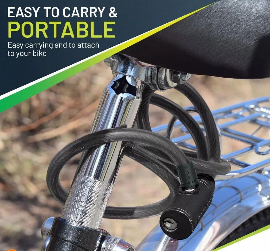 قفل کابلی مارپیچ فولادی دوچرخه با 2 کلید و روکش PVC ضد خش (مشکی) قفل کابلی مارپیچ فولادی دوچرخه با 2 کلید و روکش PVC ضد خش (مشکی)