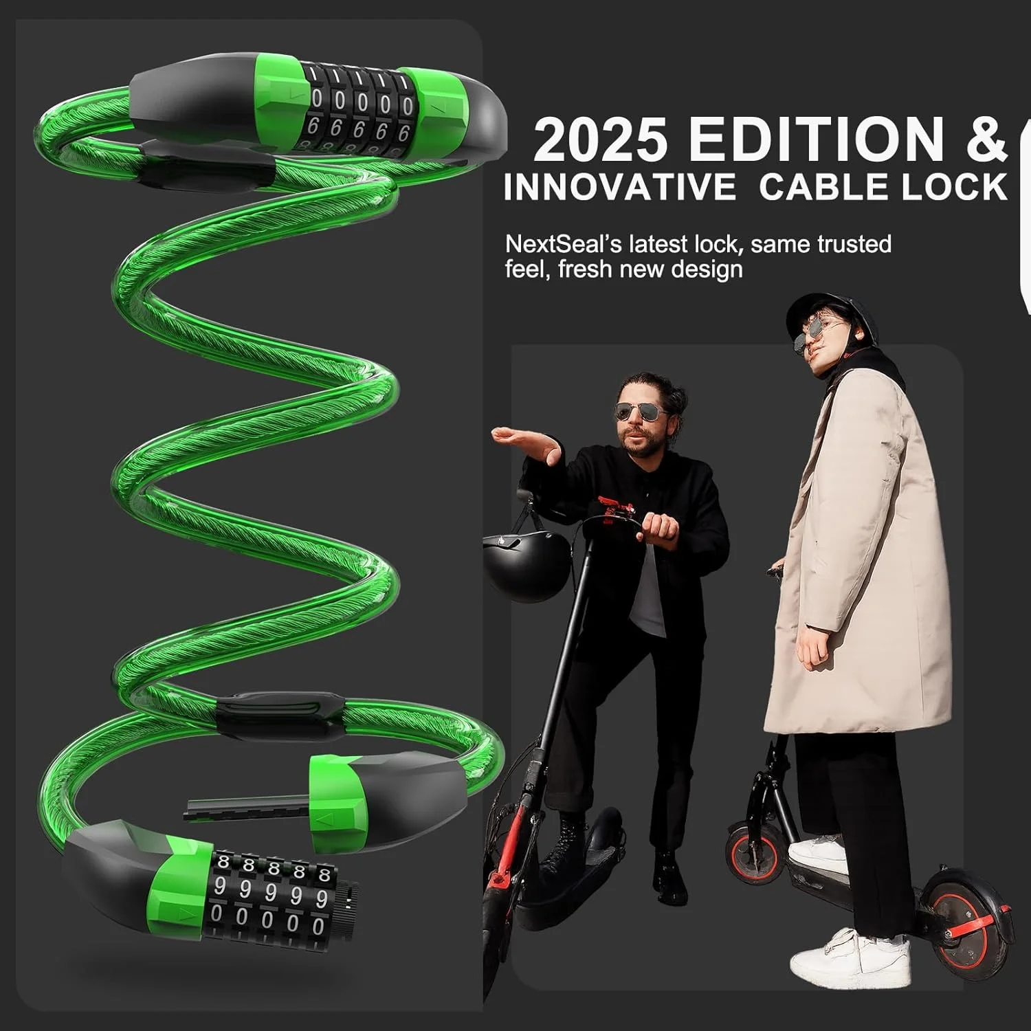 قفل اسکوتر برقی، قفل دوچرخه با رمز 5 رقمی، قفل کابلی دوتایی 12 میلی متری، قفل ضد سرقت 1 متری برای اسکوتر، دوچرخه، دوچرخه برقی، لوازم جانبی اسکوتر برقی قفل اسکوتر برقی، قفل دوچرخه با رمز 5 رقمی، قفل کابلی دوتایی 12 میلی متری، قفل ضد سرقت 1 متری برای اسکوتر، دوچرخه، دوچرخه برقی، لوازم جانبی اسکوتر برقی