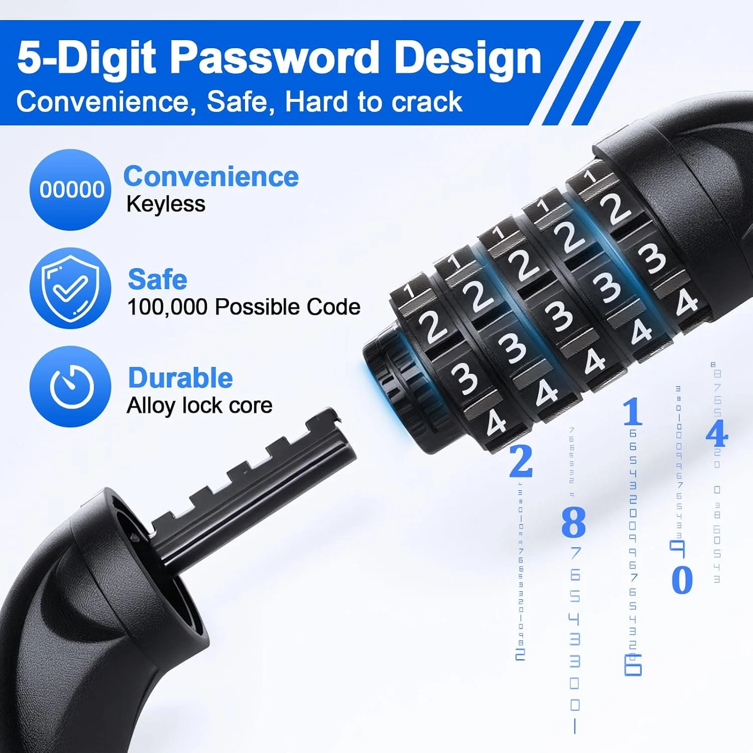 قفل زنجیری دوچرخه NDakter، قفل 5 رقمی ضد سرقت دوچرخه، 1 متر طول، قفل های قابل تنظیم مجدد برای دوچرخه، اسکوتر، موتور سیکلت، درب، دروازه، حصار قفل زنجیری دوچرخه NDakter، قفل 5 رقمی ضد سرقت دوچرخه، 1 متر طول، قفل های قابل تنظیم مجدد برای دوچرخه، اسکوتر، موتور سیکلت، درب، دروازه، حصار