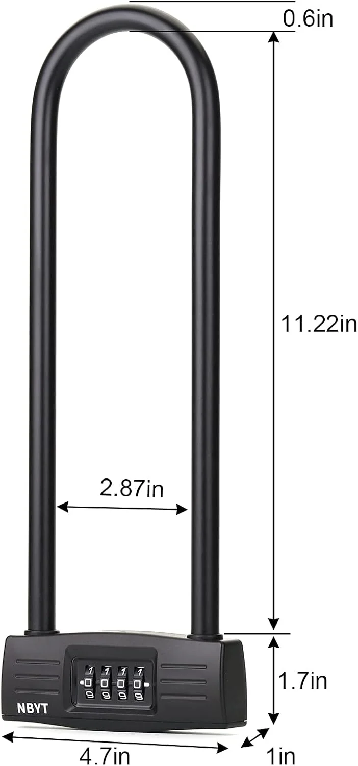 قفل U شکل/قفل D شکل دوچرخه با رمز 4 رقمی قابل تنظیم مجدد برای دوچرخه/قفل درب شیشه ای، حلقه 14 میلی متری برای محافظت سنگین قفل دوچرخه بلند قفل U شکل/قفل D شکل دوچرخه با رمز 4 رقمی قابل تنظیم مجدد برای دوچرخه/قفل درب شیشه ای، حلقه 14 میلی متری برای محافظت سنگین قفل دوچرخه بلند