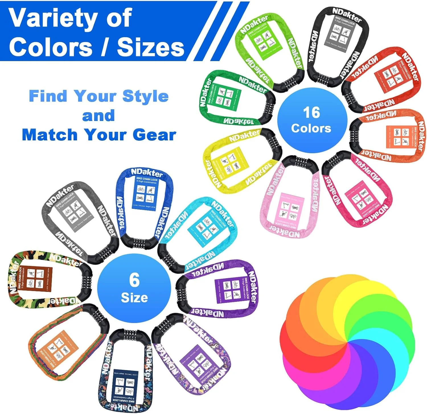 قفل زنجیری دوچرخه ان داکتر با رمز ترکیبی و سطح امنیت بالا (6 میلی متر در 130 سانتی متر)، قفل زنجیری دوچرخه با رمز 5 رقمی، زنجیر ساخته شده از فولاد سخت شده برای دوچرخه، اسکوتر، دوچرخه برقی قفل زنجیری دوچرخه ان داکتر با رمز ترکیبی و سطح امنیت بالا (6 میلی متر در 130 سانتی متر)، قفل زنجیری دوچرخه با رمز 5 رقمی، زنجیر ساخته شده از فولاد سخت شده برای دوچرخه، اسکوتر، دوچرخه برقی