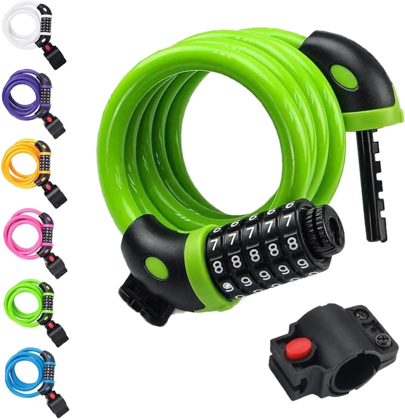 قفل کابلی دوچرخه NDakter، کابل 1.2 متری با امنیت بالا و رمز 5 رقمی قابل تنظیم، قفل کابلی دوچرخه برای فضای باز