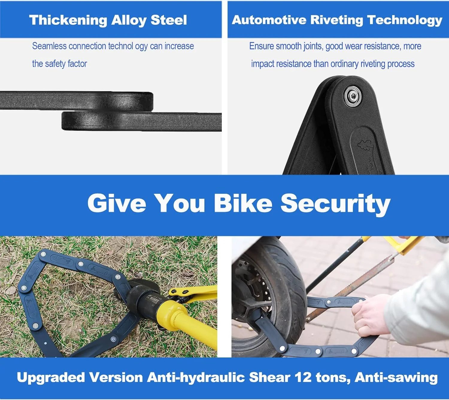 قفل تاشو دوچرخه فشرده ارتقا یافته، محافظ امنیتی ضد سرقت سنگین دوچرخه، ضد برش هیدرولیک 12 تنی، قفل زنجیره ای امنیتی دوچرخه با براکت برای دوچرخه/اسکوتر برقی (مشکی) قفل تاشو دوچرخه فشرده ارتقا یافته، محافظ امنیتی ضد سرقت سنگین دوچرخه، ضد برش هیدرولیک 12 تنی، قفل زنجیره ای امنیتی دوچرخه با براکت برای دوچرخه/اسکوتر برقی (مشکی)