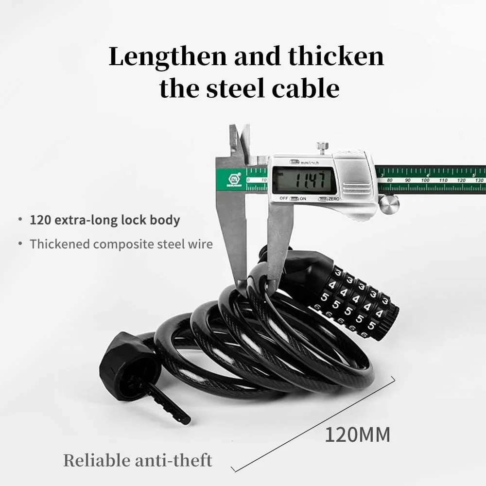 قفل دوچرخه با پایه نگهدارنده، قفل ترکیبی 5 رقمی 120 سانتیمتری/12 میلیمتری، قفل کابلی بلند برای دوچرخه، امنیت بالا برای دوچرخه برقی، دوچرخه کوهستانی، لوازم جانبی درب اسکی فضای باز قفل دوچرخه با پایه نگهدارنده، قفل ترکیبی 5 رقمی 120 سانتیمتری/12 میلیمتری، قفل کابلی بلند برای دوچرخه، امنیت بالا برای دوچرخه برقی، دوچرخه کوهستانی، لوازم جانبی درب اسکی فضای باز