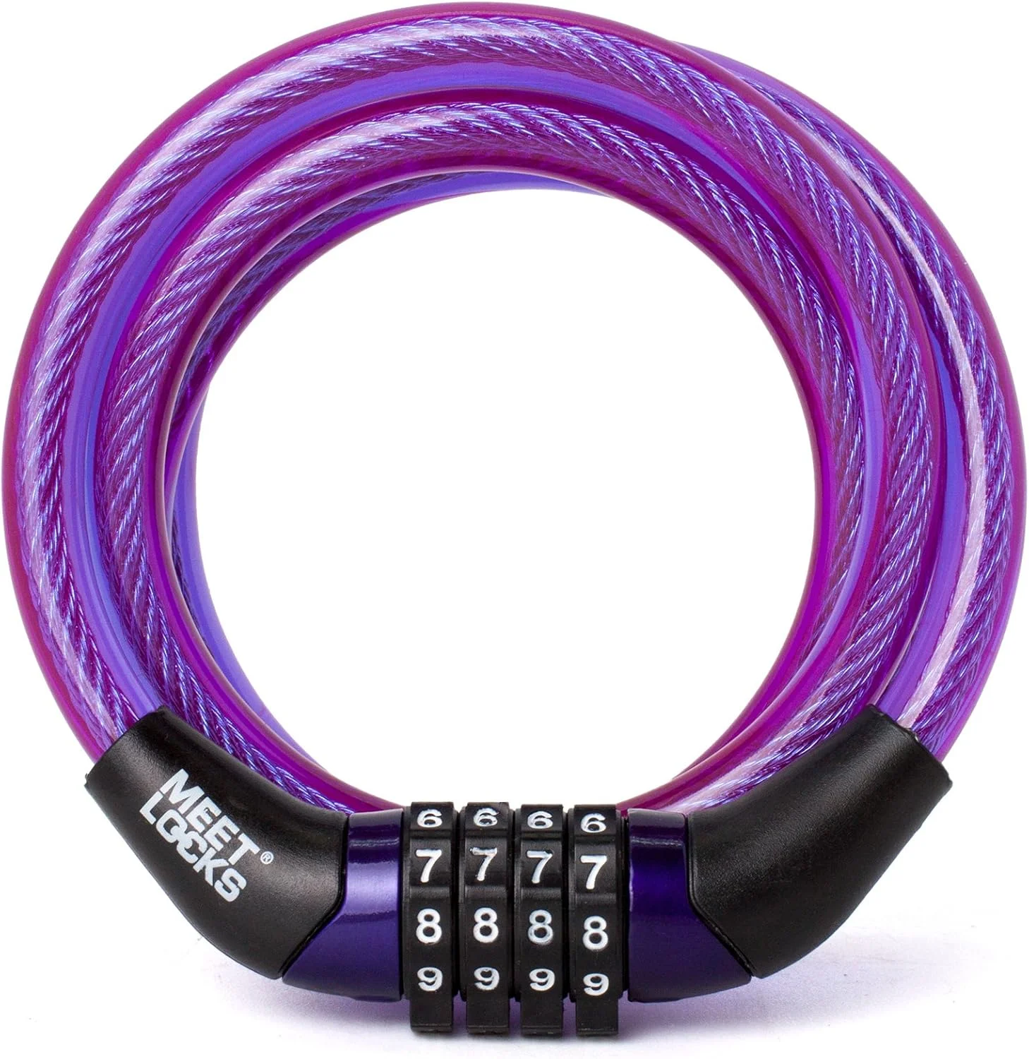 قفل کابلی ترکیبی کوچک فنری برای دوچرخه، چمدان، کمد، قطر 8x1200 میلی‌متر (1.2 متر) (بزرگ) با برچسب کد، کد قابل تغییر نیست