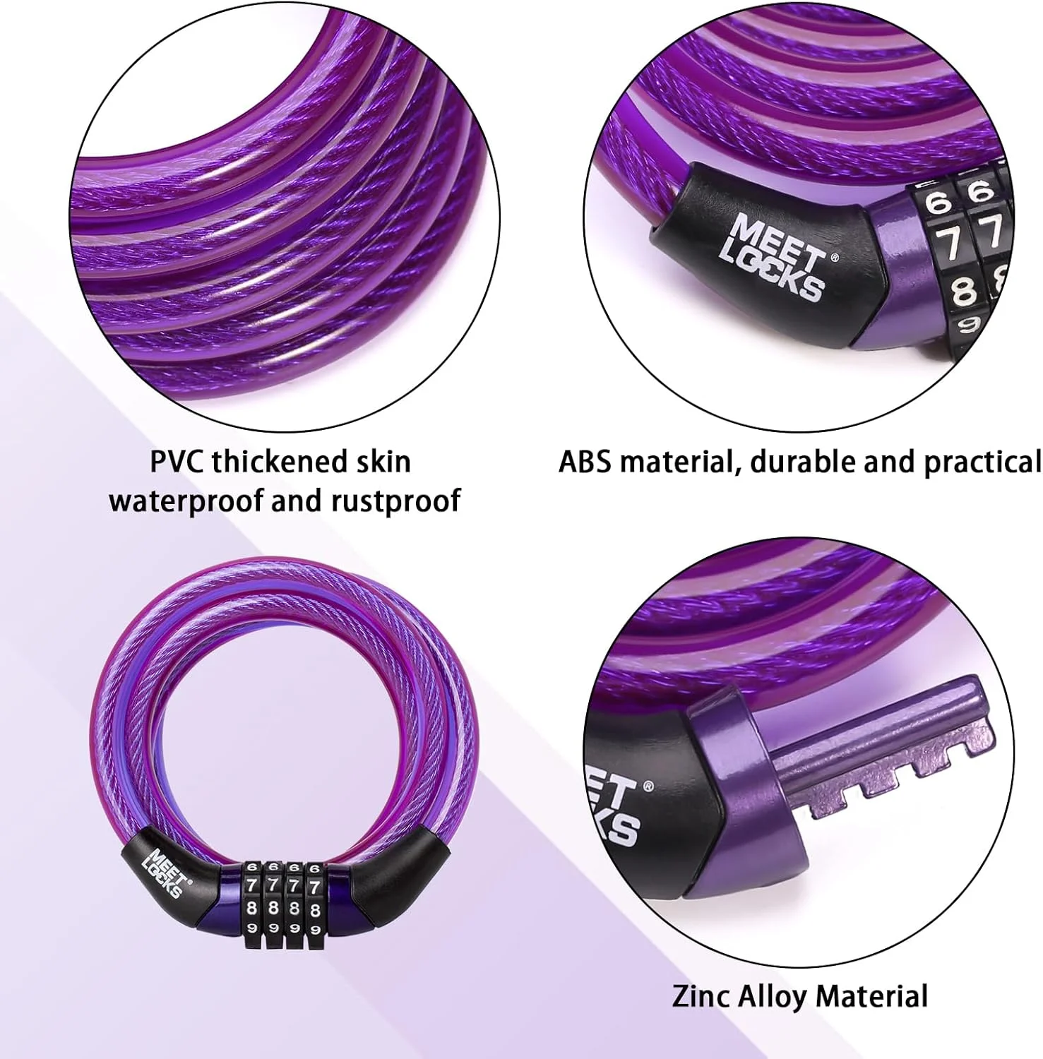 قفل کابلی ترکیبی کوچک فنری برای دوچرخه، چمدان، کمد، قطر 8x1200 میلیمتر (1.2 متر) (بزرگ) با برچسب کد، کد قابل تغییر نیست قفل کابلی ترکیبی کوچک فنری برای دوچرخه، چمدان، کمد، قطر 8x1200 میلیمتر (1.2 متر) (بزرگ) با برچسب کد، کد قابل تغییر نیست