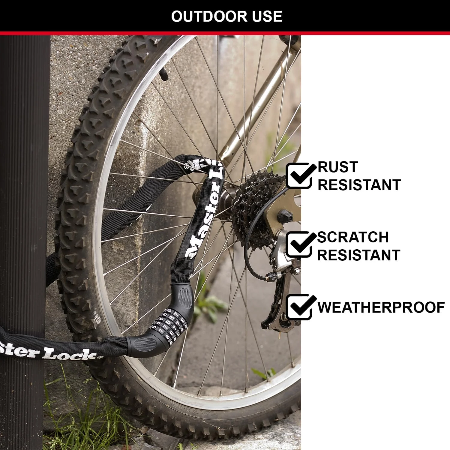 قفل زنجیری دوچرخه مسترلاک، قفل ترکیبی، زنجیر 90 سانتی متری 8392EURDPRO - قابل استفاده برای دوچرخه های برقی، کوهستانی، جاده ای و تاشو قفل زنجیری دوچرخه مسترلاک، قفل ترکیبی، زنجیر 90 سانتی متری 8392EURDPRO - قابل استفاده برای دوچرخه های برقی، کوهستانی، جاده ای و تاشو