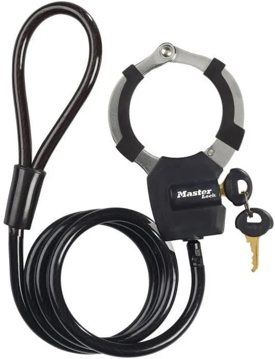 قفل کابلی دوچرخه مسترلاک با دستبند، کلیدی، 1000 x 80 x 27 میلی متر، برای دوچرخه، اسکوتر، کالسکه چهار چرخ