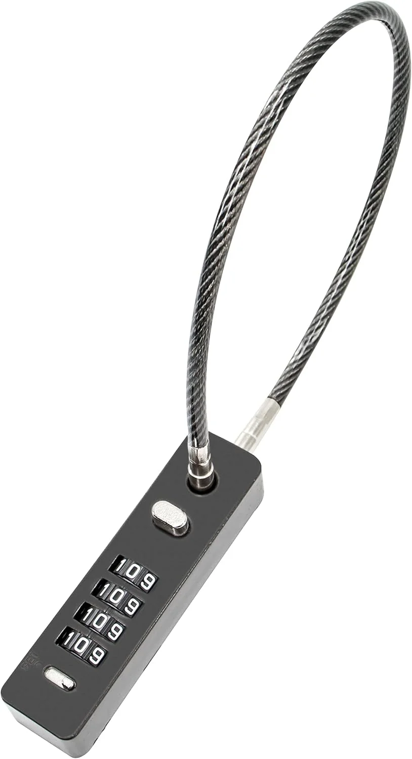 قفل کابلی ترکیبی MAKINGTEC، قفل چمدان کابلی فولادی امنیتی، قفل دوچرخه ضد آب با کد قابل تنظیم مجدد، فولاد بافته شده با روکش ضد سرقت، قفل کابلی ضد آب دوچرخه سواری، مشکی (1.96 فوت 5 میلی متر)